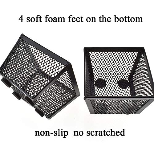 HAHIYO Stackable Paper Clip Mesh Holder cup 2.2" Height 2 Pack Black Sturdy PaperClip Holder