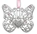 BANBERRY DESIGNS Butterfly Ornament - Silver Filigree Butterfly with Pink Crystals - Engraved with Mom on the Heart Charm - 3