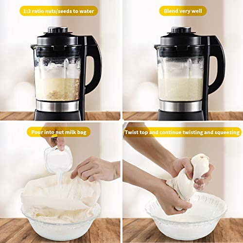 Nut Milk Bags, All Natural Cheesecloth Bags, 12"x12", 2 Pack, 100% Unbleached Cotton Cloth Bags for Cheese/Tea/Yogurt/Juice/Wine/Soup/Herbs, Durable Washable Reusable Almond Milk Strainer(Weave 90x88)