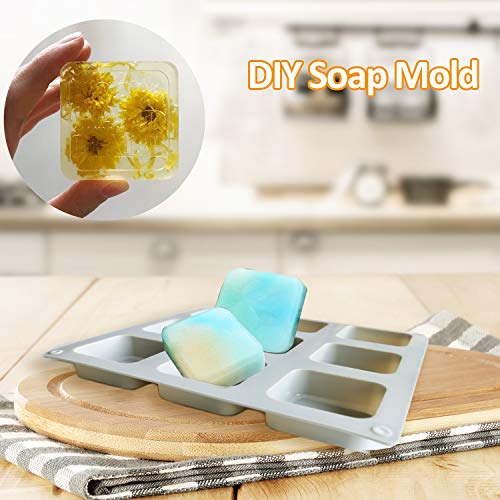 2 Pack Silicone Soap Molds, 9 Cavities Square Soap Mold, DIY Handmade Baking Mold, Cake Pan,for Soap, ice, Candle, Muffin, Loaf, Brownie, Cornbread Making