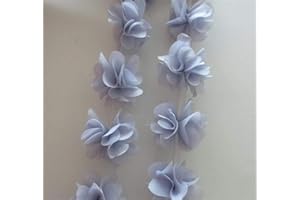 QIUDA 5 Yard 3D Chiffon Flower Cluster Lace Edge Trim Ribbon 2" Width Vintage Style Edging 15 Colors Trimming Fabric Embroidered Applique Sewing Craft Wedding Bridal Dress Decoration DIY(Blue Gray)