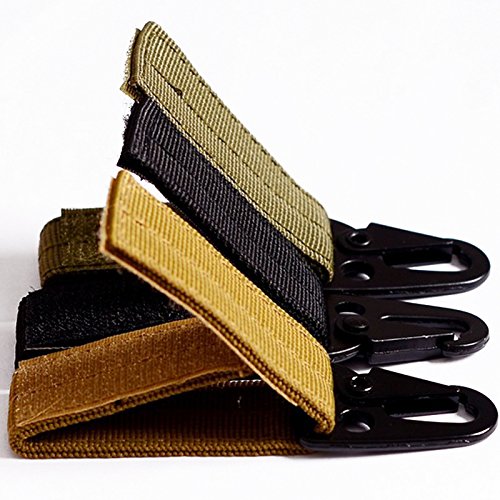EDTara Carabiner Tactical Nylon Climbing Metal Hook Webbing Buckle Hanging Molle Camping Belt Buckle with Key Ring Black