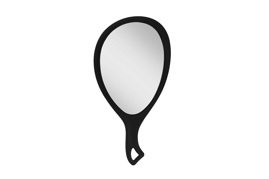 Zadro Large Hand Mirror with Handle Salon Mirrors for Hair Stylist, Big Handheld Mirror Makeup Mirror Wall Mounted Hang (Medium: 15″ x 8″, Black Onyx)