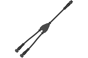 BTF-LIGHTING 2 Core 2 Pin Small Size IP68 Y Shape 1 Male-Divided-2 Female Splitter Connector Black Plastic 18AWG 15mm Metal Metal Nut Support All 2 Pin Small Size IP68 Connector