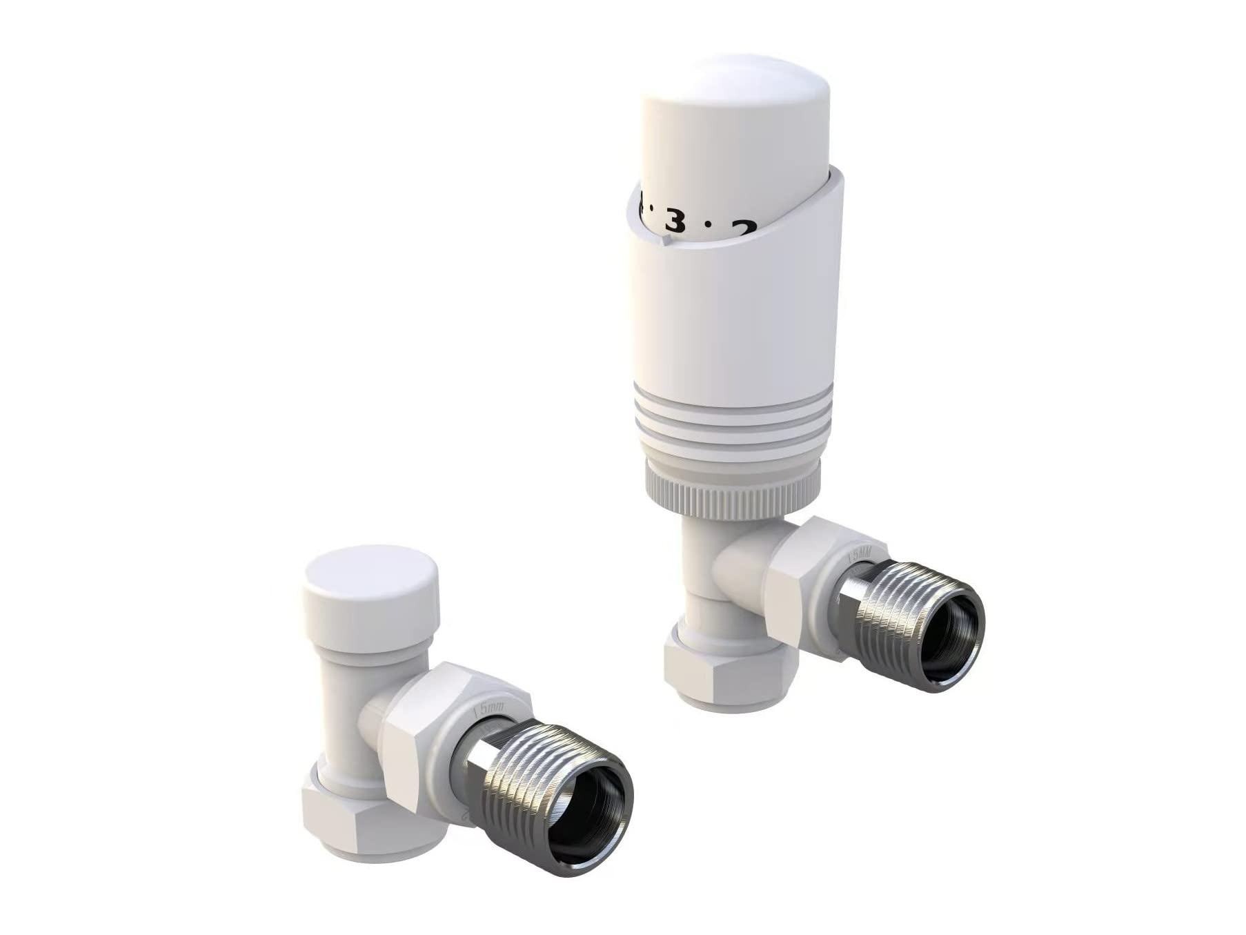 White Thermostatic Radiator Valve Angled Corner or Straight White Radiator TRV Thermostat Valves (Angled)