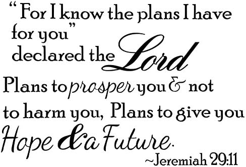 eastgasdetector Bible Verse Art Wall Decal Quote Sticker Vinyl Removable Decor for Livingroom Bedroom Church (Jeremiah 29:11)