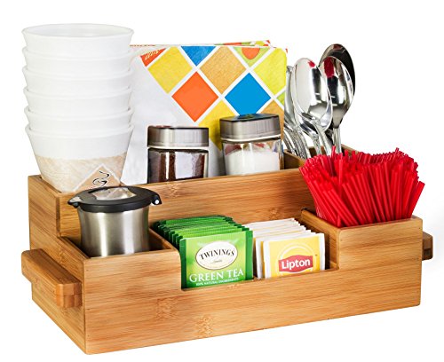 Bamboo Utensil Holder Set Caddy Silverware Flatware Wooden Beer Tray For Spoons Knives Forks Napkins Chopsticks Condiments 2 Spice Jars Including 7 Compartment Kitchen Organizer Home By House Ur Home