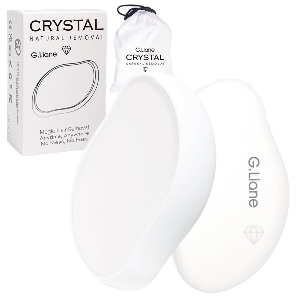 G.Liane Crystal Hair Eraser,Glass Hair Removal,Reusable Painless Nano Hair Remover Stone,Epilator for Women and Men (White)