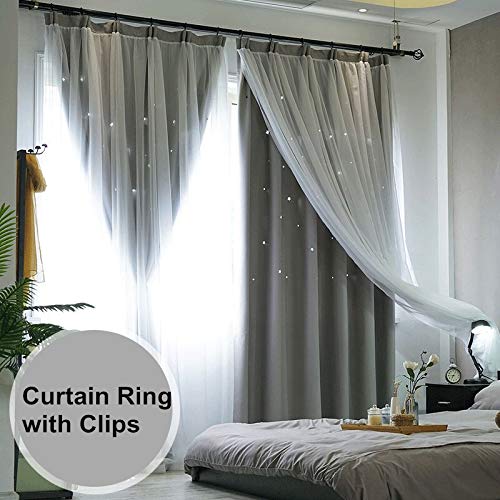 TripleLife Curtain Rings with Clips Strong Metal Decorative Drapery Window Curtain Ring Clips Rustproof Vintage 1 inch Interior Diameter Black Set of 20 (Black) - Thumbnail 6