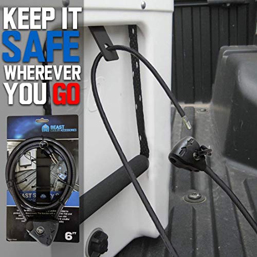 Cooler Cable Lock and Bracket in One! Compatible with Yeti & RTIC Coolers - Designed for Medium to Large Sized Yeti & Rtic Coolers (Does Not Fit Roadie) - Includes Cable Lock & Bracket