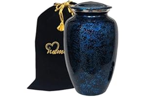 Memorials4u Forest Blue Cremation Urn for Human Ashes - Adult Funeral Handcrafted Large Urn - Affordable Deal by Memorials4u