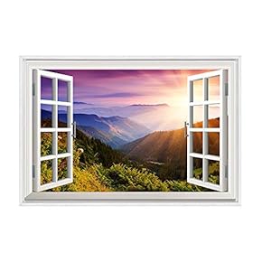 Framed Canvas Wall Art for Living Room, Bedroom Fake Window Sunny Day Canvas Prints for Home Decoration Ready to Hanging - 16x24 inches