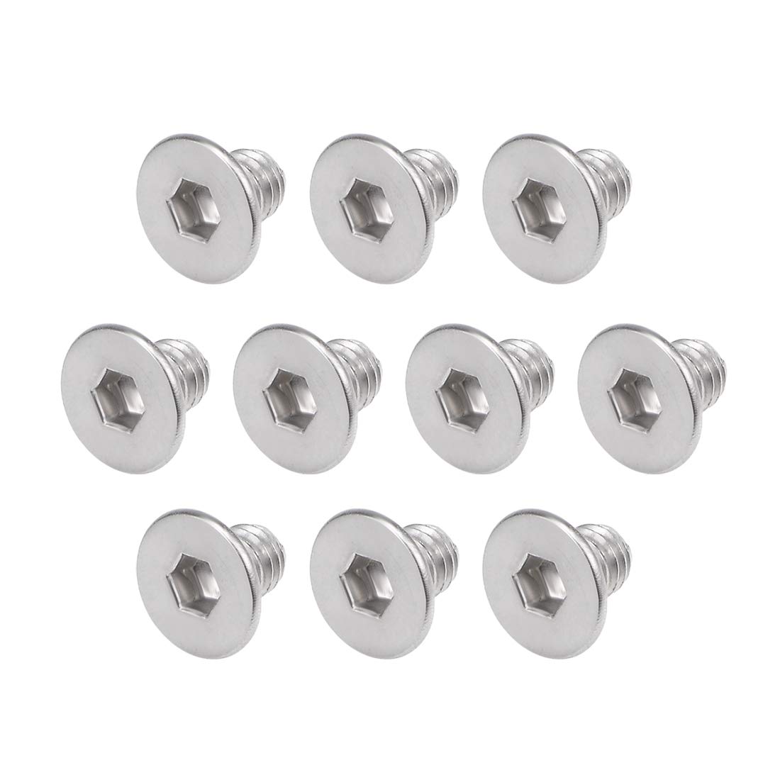 sourcing map M3x4mm Flat Head Machine Screws Inner Hex Screw 304 Stainless Steel Fasteners Bolts 80Pcs