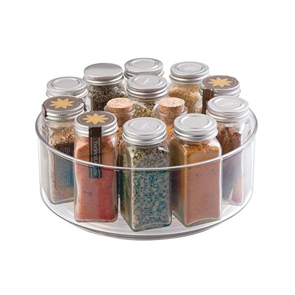 mDesign-Lazy-Susan-Turntable-Condiment-Holder-Set-of-2-Plastic-Revolving-Condiments-and-Spice-Rack-Ideal-Kitchen-Storage-Unit-for-Cooking-Oil-Ingredients-Bottles-and-Jars-Clear mDesign Lazy Susan Turntable Condiment Holder - Set of 2 - Plastic Revolving Condiments and Spice Rack - Ideal Kitchen…