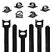 Cable Clips and Ties 100 Count - Adhesive Wire Clamps Fasten Cable Ties Organizer 6 inch Straps with Hook and Loop Wrap Cord Management Drop for Office, Home