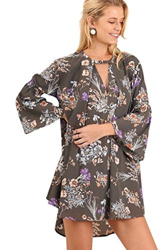 Umgee usa boho floral print hippie dress tunic with key…