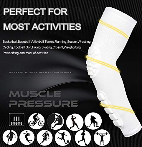 HOPEFORTH 2PCS Elbow Sleeve Padded Compression Arm Forearm Guard Sports Shooter Sleeves Protective Pads Support for Football Basketball Volleyball Baseball Softball Tennis Cycling Outdoor - Thumbnail 3