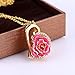 ZJchao 24K Women Gold Rose Pendant Necklace Gift for Her Plated Rhinestone Heart Shaped Present for Wife Girlfriend Valentine's Day, Great Anniversary, Birthday, Wedding