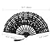 Metable Folding Fan Handmade Cotton Lace Embroidered with Bamboo Frame Women Hand Held Fans for Cosplay Dancing Props Wedding Gift(Black)