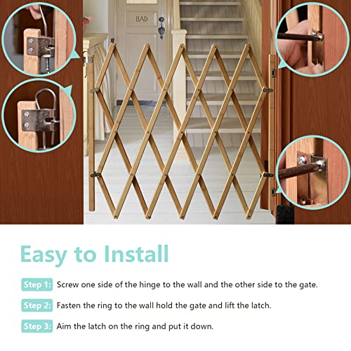 Expandable Accordion Dog Gate, Wooden Accordian Expansion Dog Gate for