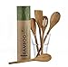 Viable Creations Handcrafted Bamboo Wooden Spoons with Cotton Muslin Bag - Set of 5