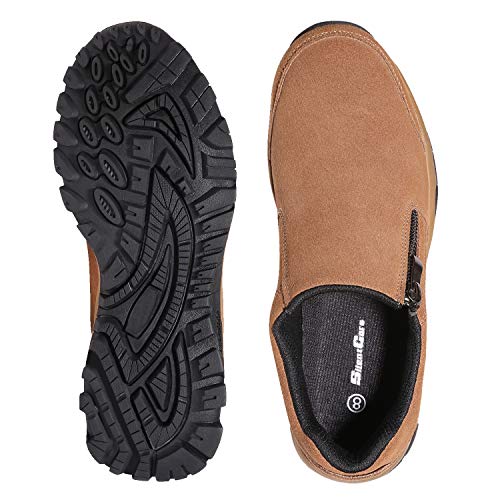 SILENTCARE Men's Loafers Casual Shoes,Breathable Lightweight Zipper Slip On Sneakers,Hiking Shoes for Outdoor Trail Trekking (10 M US, Brown)