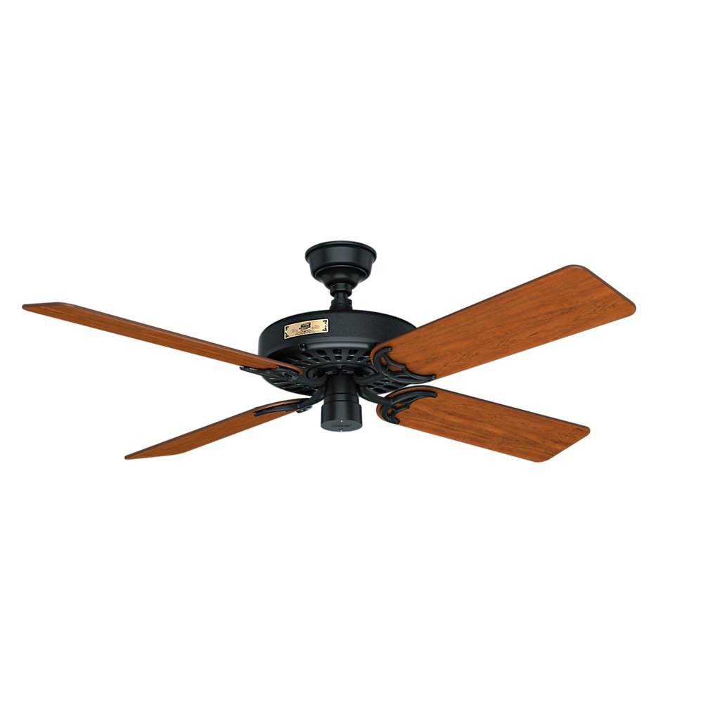 Hunter 23838 Original 52 Black Ceiling Fan with Five Walnut/Cherry