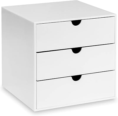 Osco White Hi-Gloss ABS Cube 3 Drawers Stackable Organiser 16.5 cm