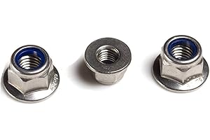 FullerKreg (Pack of 25) M5 x 0.8 DIN 6926 Hex Flange Nylon Insert Lock Nuts, 18-8 Stainless Steel 304, Bright Finish