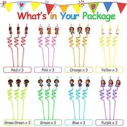 24 Encanto Party Favors Reusable Drinking Straws 8