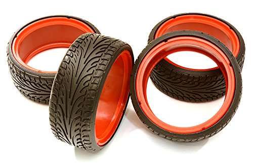 Integy RC Model Hop-ups OBM-1460RED Replacement Drift Tire Set (4) for C24791 thru C24798 Type Alloy Wheel
