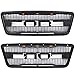 Motorshive Grill for Ford F150 2004 2005 2006 2007 2008 Raptor Style Front Grille 3 Amber LED Lights Matte Black