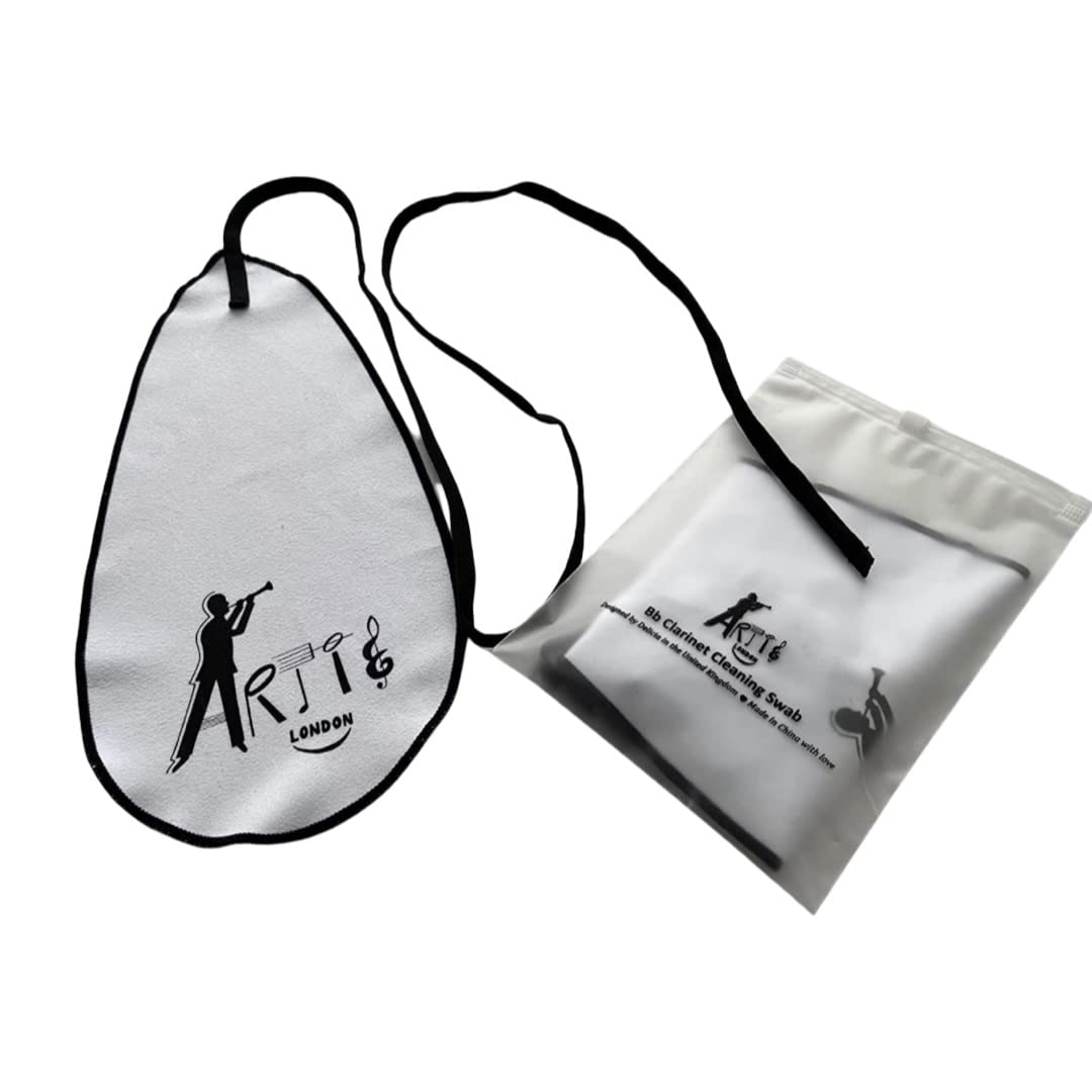 Clarinet Pull-Through Cleaning Cloth – White Microfibre Swab with Pouch for Bb, A, Eb Clarinets & Soprano Saxophone by ARTIE LONDON
