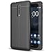 NALIA Leather Look Case Compatible with Nokia 8, Silicone Ultra-Thin Protective Phone Cover Rubber-Case Premium Gel Soft Skin, Shockproof Slim Back Bumper Protector Smartphone Back-Case Shell - Black