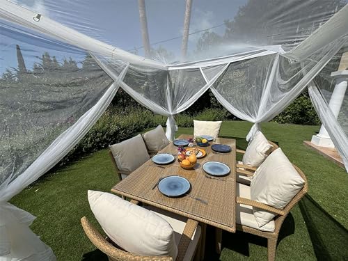 4x3M Patio Mosquito Net | Extra Large Sizes & Fabric Designed for Outdoor | White Insect Protection Mesh for Gazebo, Porch & Garden Patio