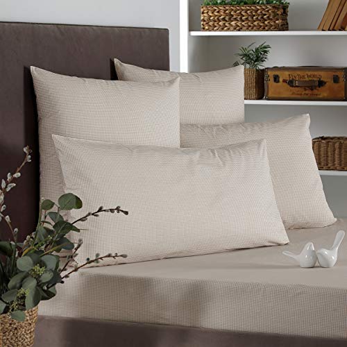 Stanley Hamilton Hisar Cottage Collection Plaid Design Fitted Sheet, 300 Thread Count 100% Egyptian Quality Cotton Fitted Sheet (Single/Double/King and Super King)