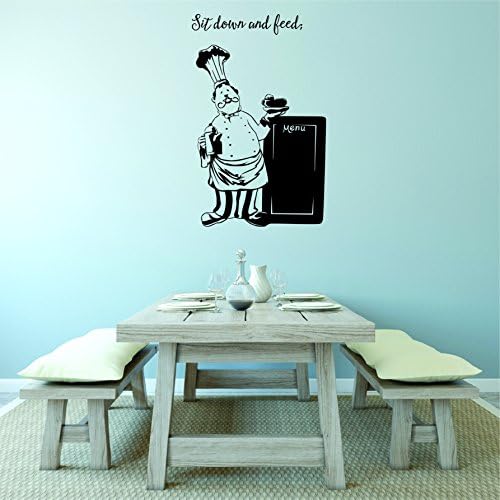 Kitchen: Chef with Tall Hat and Menu (3) 12"x18" | Vinyl Wall Decal