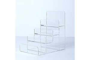 WEIHAOSKY Acrylic Wallet Display Stand Purse Handbag Organizer, Clear Jewelry Riser Display Stand Purse Display Rack, Acrylic Display Shelf for Cosmetic Perfume Jewelry Sunglasses Handbag (4 Tier)