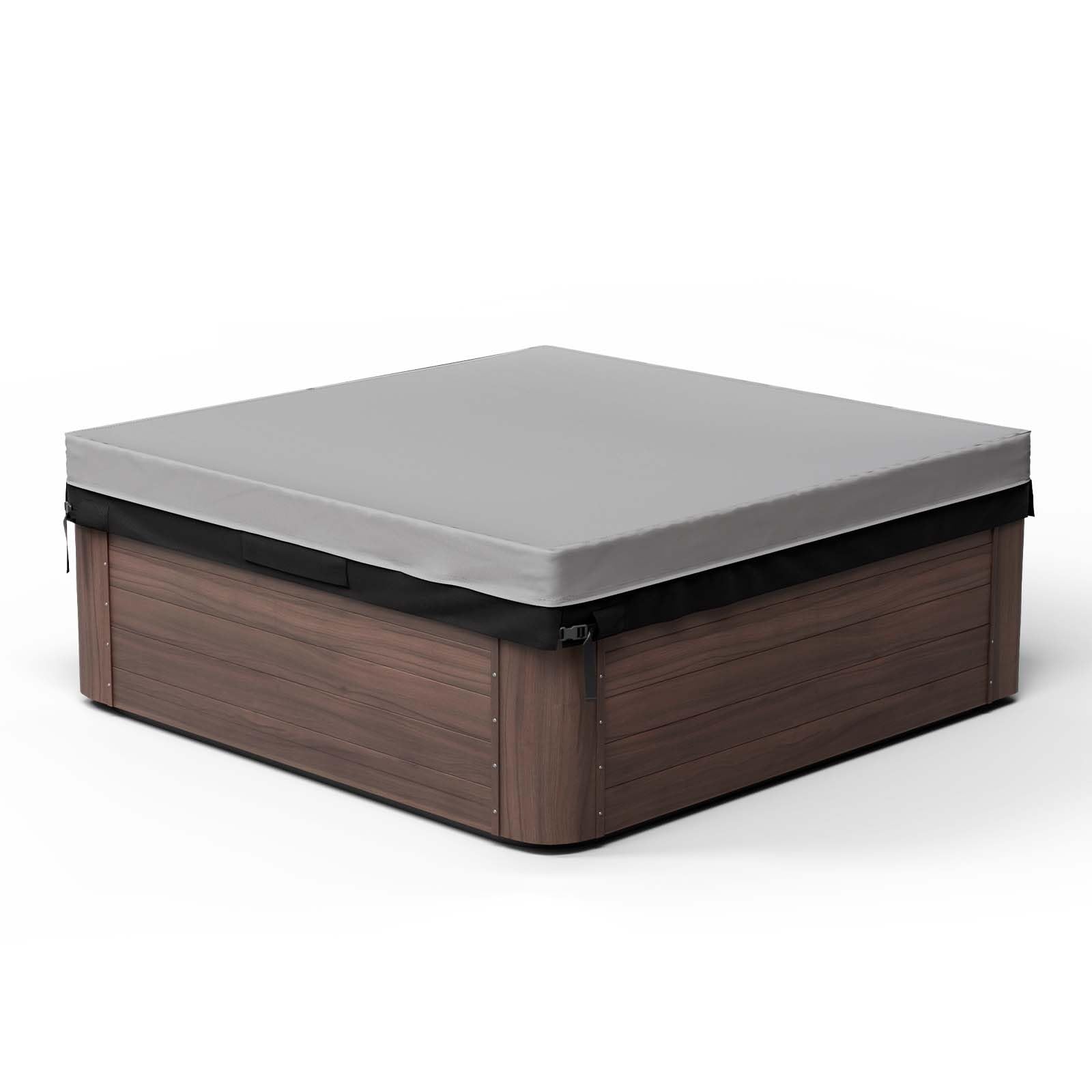 Pacok Square Hot Tub Cover, Waterproof 600D Oxford Fabric SPA Hot Tub Covers with Drawstring, Outdoor SPA Bath Pool Dust Cover with Air Vent，Black+Grey(230x230x25CM)