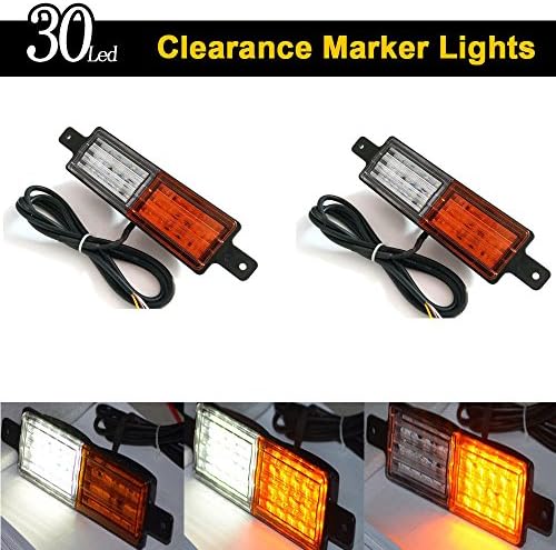 keyecu 2 Pieces Front Indicator Park Led Bull Bar Light Ear Mount Side Marker Turn Tail Light Universally Fit for Truck Trailer