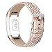 iGK Leather Replacement Bands Compatible for Fitbit Charge 2, Genuine Leather Wristbands Rose Gold