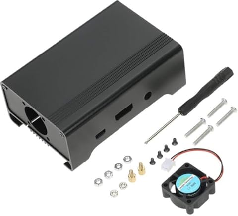 TEVISE Caso de aleación de Aluminio de protección Shell Vivienda Carcasa de la Caja de Frambuesa Pi 3, 2 y Pi + B con Ventilador de refrigeración DIY Módulo (Color : Black)