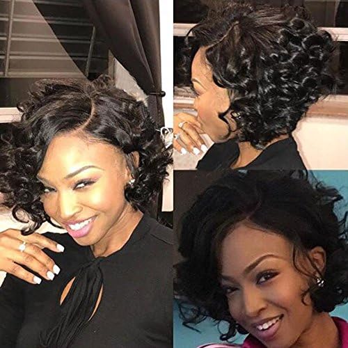 Brazilian Virgin Human Hair Glueless Lace Front Wigs with Baby Hair Short Bob Human Hair Wigs for Black Women (10 Inch Lace Front Wig, Natural Color)