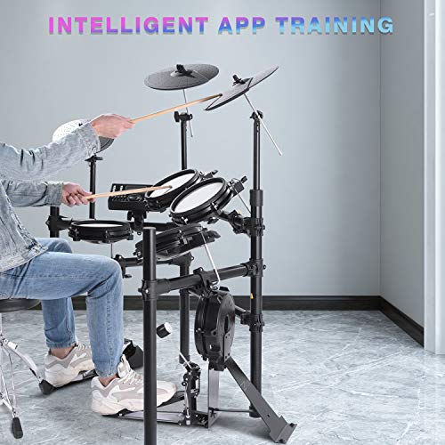 ZHRUNS Electronic Drum Set, Mesh Kit with Collapsible 3Post Rack