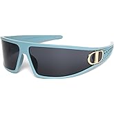 KENBO Y2K Sunglasses Wrap Around Futuristic Sunglasses for Women Men Fashion Sport Shades Sun Glasses UV400