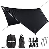 Gorich Large Hammock Rain Fly, Tent Tarp. Premium Waterproof Hammock Shelter. Lightweight Ripstop Nylon 210D. Fast Set Up. No Instructions Needed. A Hammock Camping Essential! 12x9ft HEX