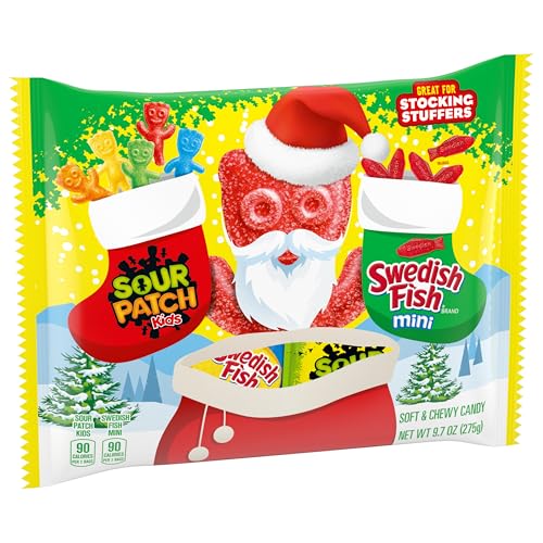 SOUR PATCH KIDS AND SWEDISH FISH MINI HOLIDAY CANDY VARIETY PACK, 22 SNACK PACKS
