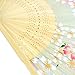Leegoal(TM) Pink and Green Cherry Blossom Pattern Lace Bamboo Handheld Folding Fans for Girls Women