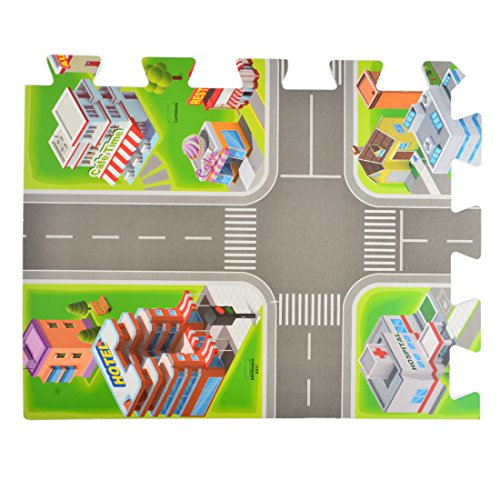 Kids Race Track Rugs Fcoson Carpet Play Mat Town Road Rug with Cars and Toys for Toddlers Boys Girls - Thumbnail 5