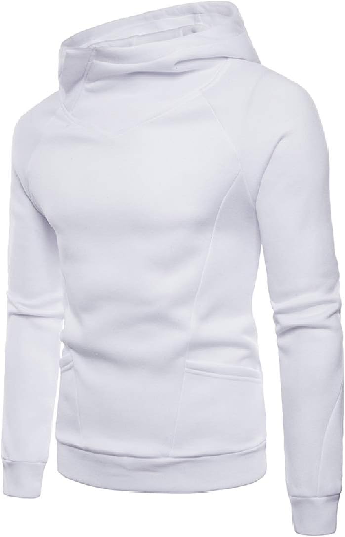 Comaba Men Solid Hooded Turtle Neck Pullover Athletic Outwear Tracksuit Top